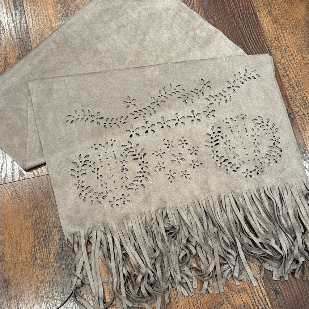 Fringed Faux Suede Scarf